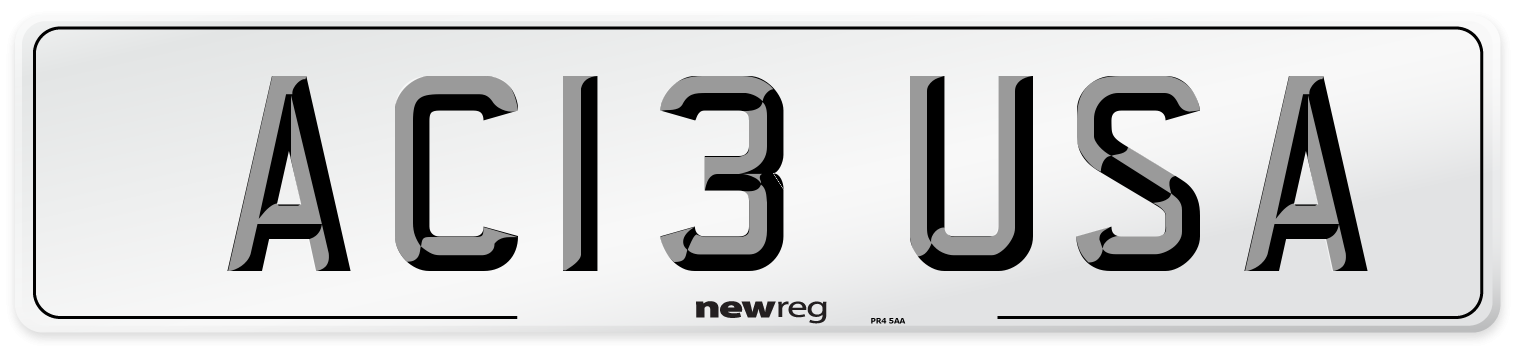 AC13 USA Number Plate from New Reg